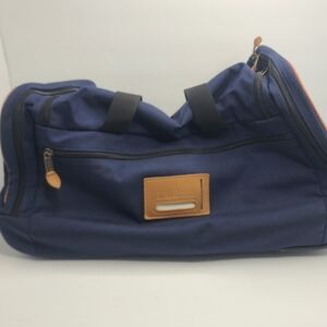 Vintage L.L. Bean Nylon Water Repellant Rolling 23" Duffle Bag Navy‎